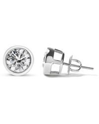 Haus of Brilliance - 14K 2.0 Cttw Lab Grown Diamond Screw-Back Classic Bezel Solitaire Stud Earrings (G-H Color, Vs2-Si1 Clarity) - Lyst