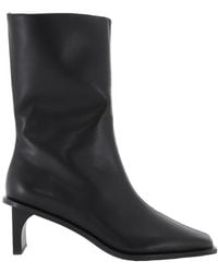 St. Agni - Block Heel Leather Border Boots, Brand Size 36 - Lyst
