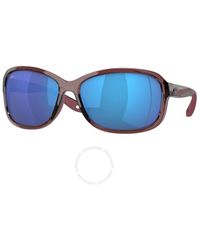 Costa Del Mar - Seadrift Blue Mirror Polarized Glass Rectangular Sunglasses 6s9114 911402 60 - Lyst