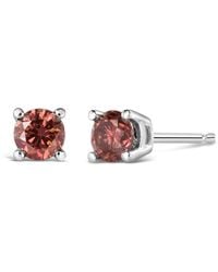 Haus of Brilliance - 14k White Gold 1/3 Cttw 4-prong Set Round Brilliant-cut Pink Diamond Solitaire Stud Earrings - Lyst