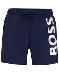 BOSS - Elastic Waist Swim Shorts - Lyst