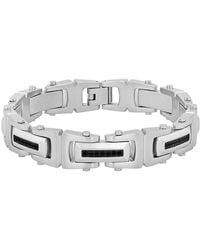 Robert Alton - 1/2Ctw Diamond Stainless Steel Link Bracelet - Lyst