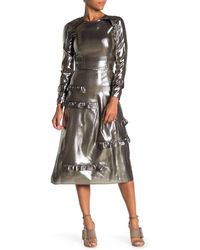 Burberry Celestia Silk Blend Metallic Midi Dress