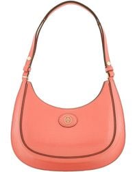 Tory Burch - Coral Crush Robinson Embossed Leather Crescent Bag - Lyst