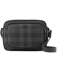 Burberry - Charcoal Paddy Check Leather Messenger Bag - Lyst