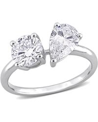 Created Forever - 2 Ct Tw Pear & Round Lab Created Diamond 2-Stone Engagement Ring - Lyst