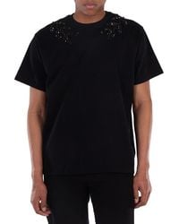 Burberry - Embellished Crystal Oak Leaf Crest Cotton T-Shirt - Lyst