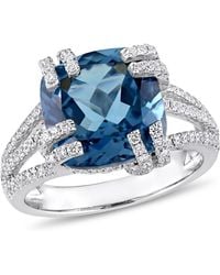 Amour - 7 1/3 Ct Tgw London Topaz And 3/4 Ct Tw Diamond Cocktail Ring - Lyst
