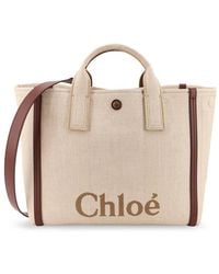 Chloé - Chlo Chlo Carry Canvas Shoulder Bag With Logo Embroidery - Lyst