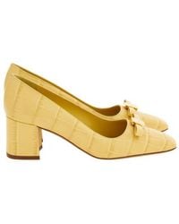 Ferragamo - Myra Bow Block Heel Pumps - Lyst