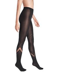 Wolford - Ladies/Hematite Avery Opaque And Sheer Tights - Lyst