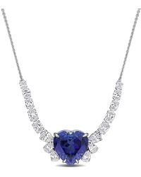 Created Forever - 12 3/8Ct Tgw Created Saphire And 3 1/7Ct Tw Lab Grown Diamond Necklace - Lyst