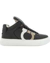 Ferragamo - Gancini High-Top Calf Leather Sneakers - Lyst