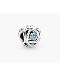 PANDORA - Sterling Charm With Sea Aqua Crystal - Lyst