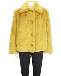 Burberry Ladies Coat Ochre Faux Fur Jacket - Yellow