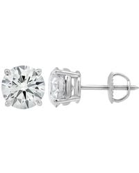 Brilliant Diamond - 14Kt 3.00 Carat Round Cut Lab Grown Diamond Stud Earrings For - Lyst