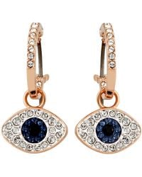 Swarovski - Duo Rose Plated Evil Eye Hoop Earrings - Lyst