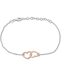 Amour - Double Heart Charm Chain Bracelet - Lyst
