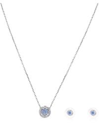 Swarovski - Rhodium Plated Sparkling Dance Earring And Necklace Set - Lyst