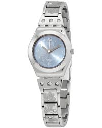 Swatch Flowerbox Blue Dial Stainless Steel Watch - Metallic