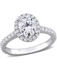 Created Forever - 2 Ct Tw Oval & Round Lab Created Diamond With Tsavorite Accent Halo Engagement Ring - Lyst