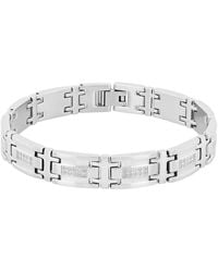 Robert Alton - 1/2Ctw Diamond Stainless Steel Double Row Link Bracelet - Lyst
