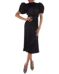 ROTATE BIRGER CHRISTENSEN - Puff-Sleeved Mandarin-Collar Woven Midi Dress - Lyst