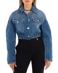 Versace - Ladies Medium Cropped Denim Jacket - Lyst