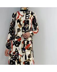 Burberry - Graffiti And Scarf Print Silk Blend Panelled Dress - Lyst