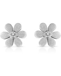 Haus of Brilliance - Matte Finished .925 Sterling Diamond Accent Flower Hoop Stud Earring (I-J Color, I1-I2 Clarity) - Lyst