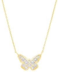 Tresorra - 14K & Diamond Cut Checkered Butterfly Pendant Necklace - Lyst