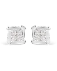 Haus of Brilliance - 10K 1/2 Cttw Composite Princess Diamond Square And Swirl Stud Earrings (I-J Color, I1-I2 Clarity) - Lyst