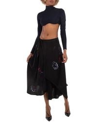 Yohji Yamamoto - Drape & Gather Detail Silk Skirt - Lyst