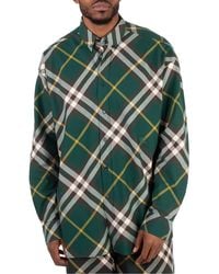Burberry - Ekd-Embroidered Check Cotton Shirt - Lyst