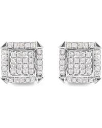 Haus of Brilliance - 10K 1 1/10 Cttw Princess Diamond Composite And Halo Stud Earrings (I-J Color, I1-I2 Clarity) - Lyst