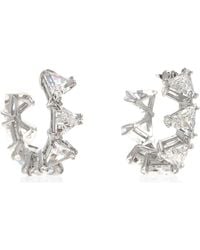 Swarovski - Ortyx Pierced Earrings Mini Hoop Triangle Rhodium Shiny - Lyst