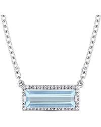 Amour - 3 Ct Tgw Baguette Cut Topaz And Sapphire Halo Necklace - Lyst