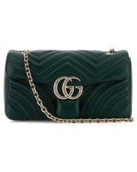 Gucci - Dark Nappa Leather Medium Gg Marmont Shoulder Bag Lamb Borse A Tracolla - Lyst