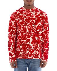 Burberry - Rose-Print Long Sleeve Cotton Top - Lyst