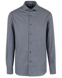 Emporio Armani - Printed-Pattern Long-Sleeve Stretch Cotton Shirt - Lyst