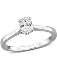Created Forever - 1/2Ct Tw Oval-Cut Lab-Grown Diamond Solitaire Engagement Ring With Side Accents - Lyst