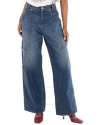Stella McCartney - Workwear Wide-Leg Denim Cargo Jeans, Waist - Lyst