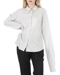 MM6 by Maison Martin Margiela - Mm6 Ecru / Light Striped Oversized Cotton Shirt - Lyst
