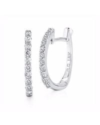 Roberto Coin - 18k White Gold 0.20 Ct Diamond Pave huggie Earrings 12mm Wide - Lyst