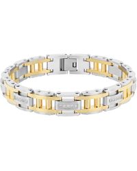 Robert Alton - 1/2Ctw Diamond Stainless Steel With Two-Tone Finish Link Bracelet - Lyst