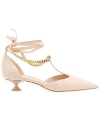 Burberry - Nude Welton Chain Detail Leather Pumps - Lyst