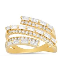 Kylie Harper - 14K Over Cz Baguette-Cut Sprial Crossover Ring - Lyst