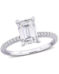 Created Forever - 2 1/6Ct Tw Emerald And Round-Cut Lab-Grown Diamond Solitaire Engagement Ring - Lyst