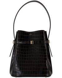 TOTEME - Crocodile-Embossed Leather Top Handle Bag - Lyst
