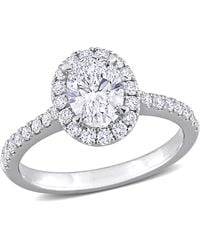 Created Forever - 1 1/2 Ct Tw Oval & Round Lab Created Diamond Halo Engagement Ring - Lyst